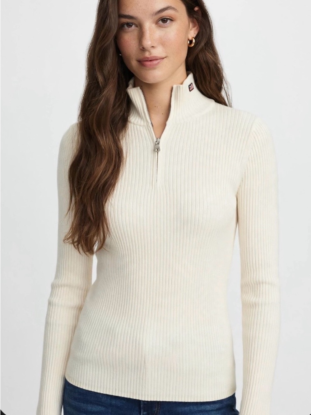 Polo Jeans Ralph Lauren Quarter Zip ribbed long Sleeve Top Size S